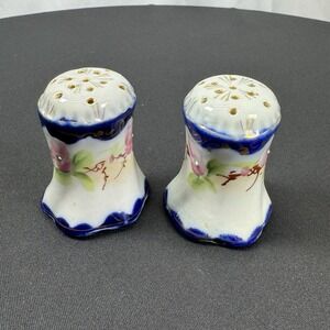 Antique Blue Trimmed Floral Design‎ Salt & Pepper Shakers